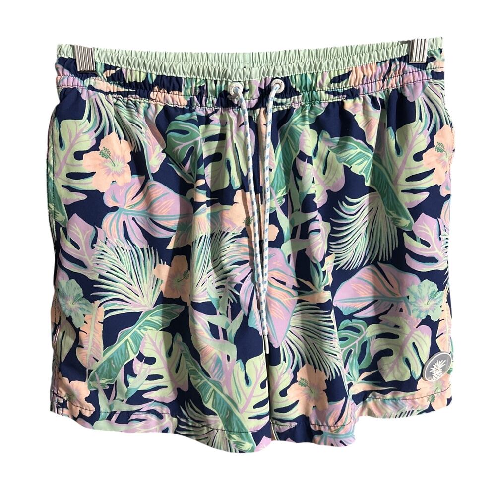 Chubbies Men's sz M Tropical Print Swim Trunks Purple Blue 5.5" Inseam
